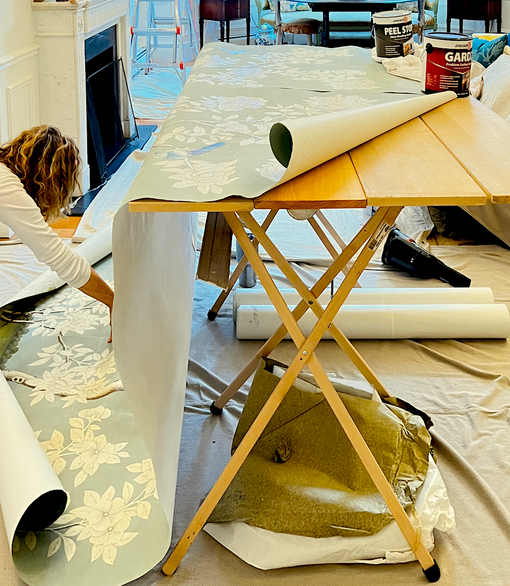 Melanie checking matching of panels
