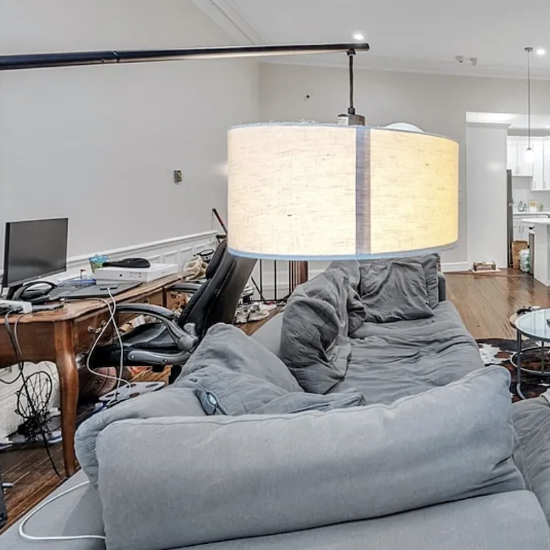 Workstation -rumpled, cheap couch