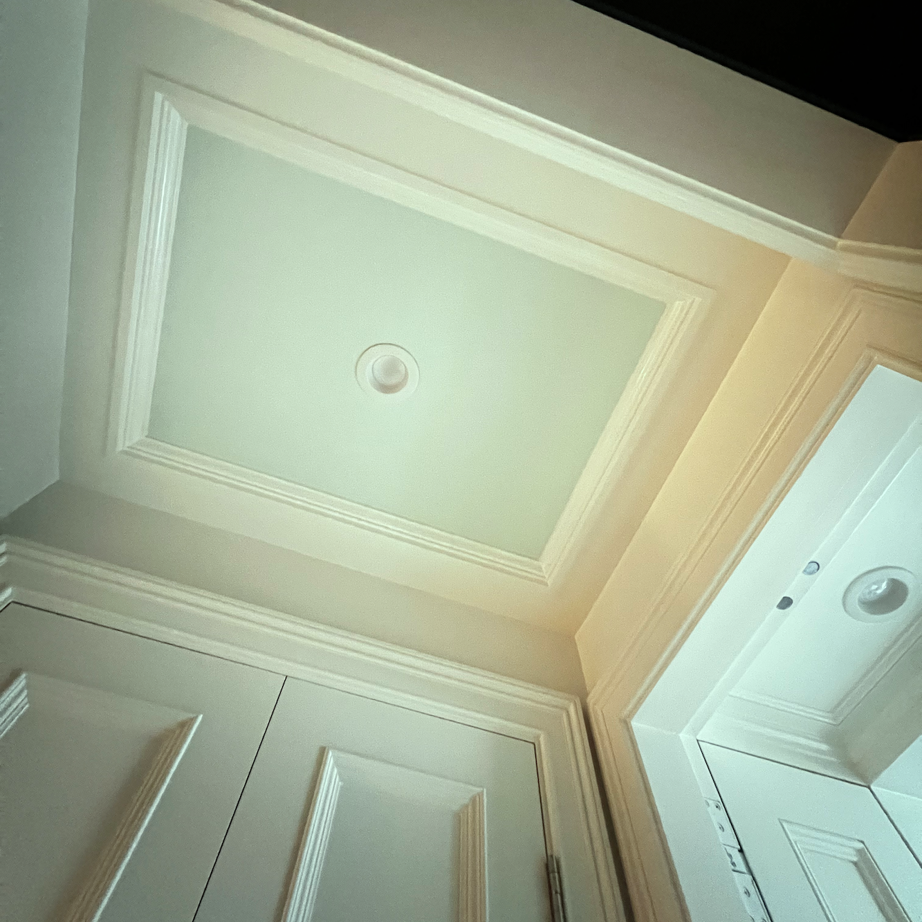 I was so impressed with the Orac Decor polyurethane mouldings, that I decided to use two more crowns for these areas. The two tall areas have the moulding below. And all of the other areas including the shower have the moulding below.