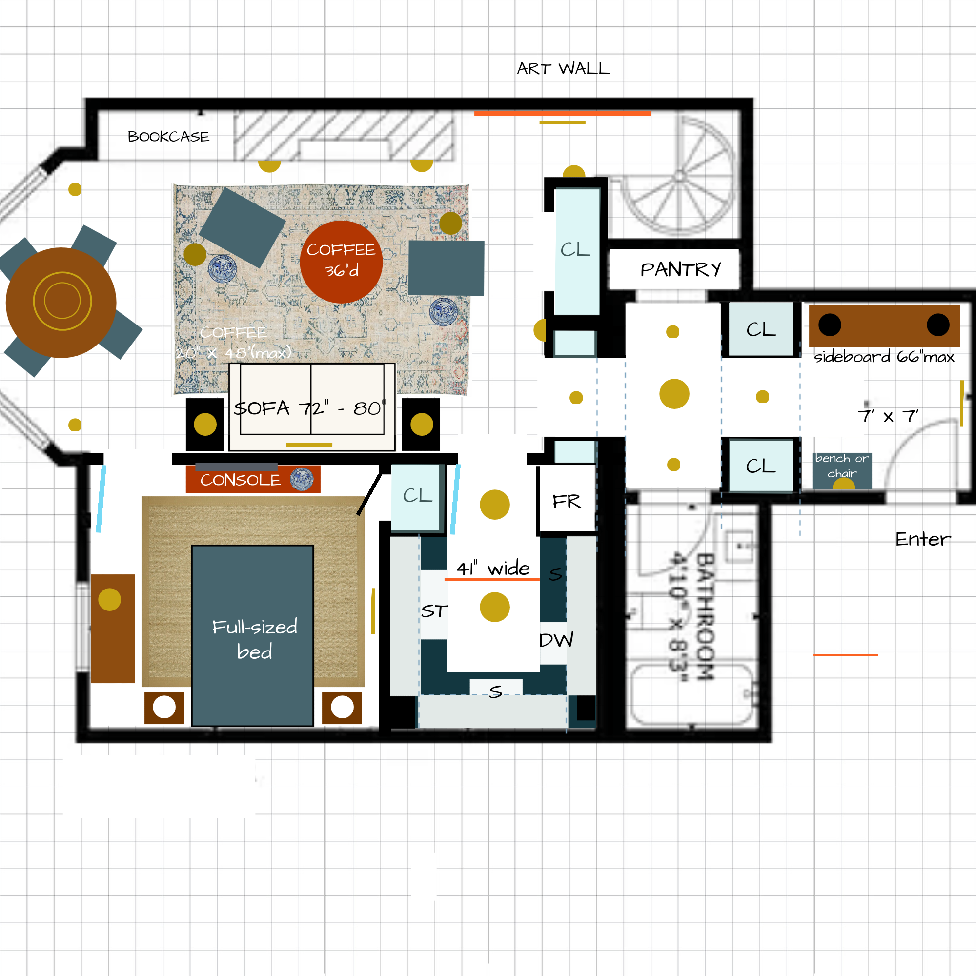 one-bedroom Beacon St furnished with Full-sized Bed