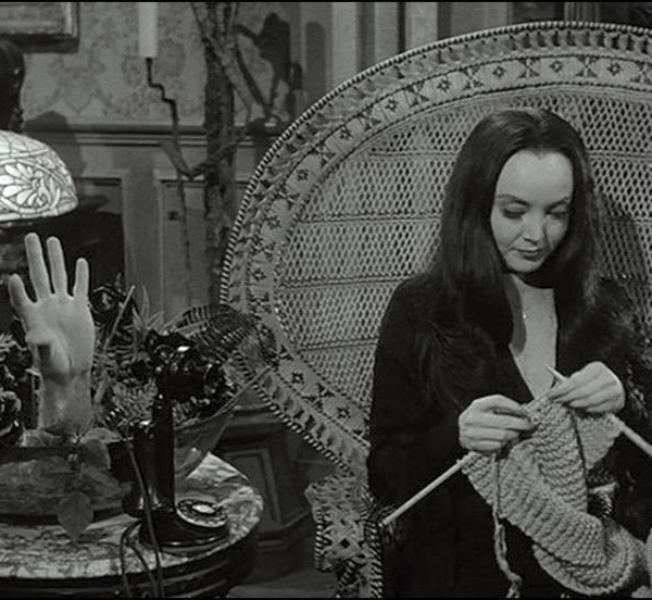 Carolyn Jones (Morticia) + Thing - The Addams Family