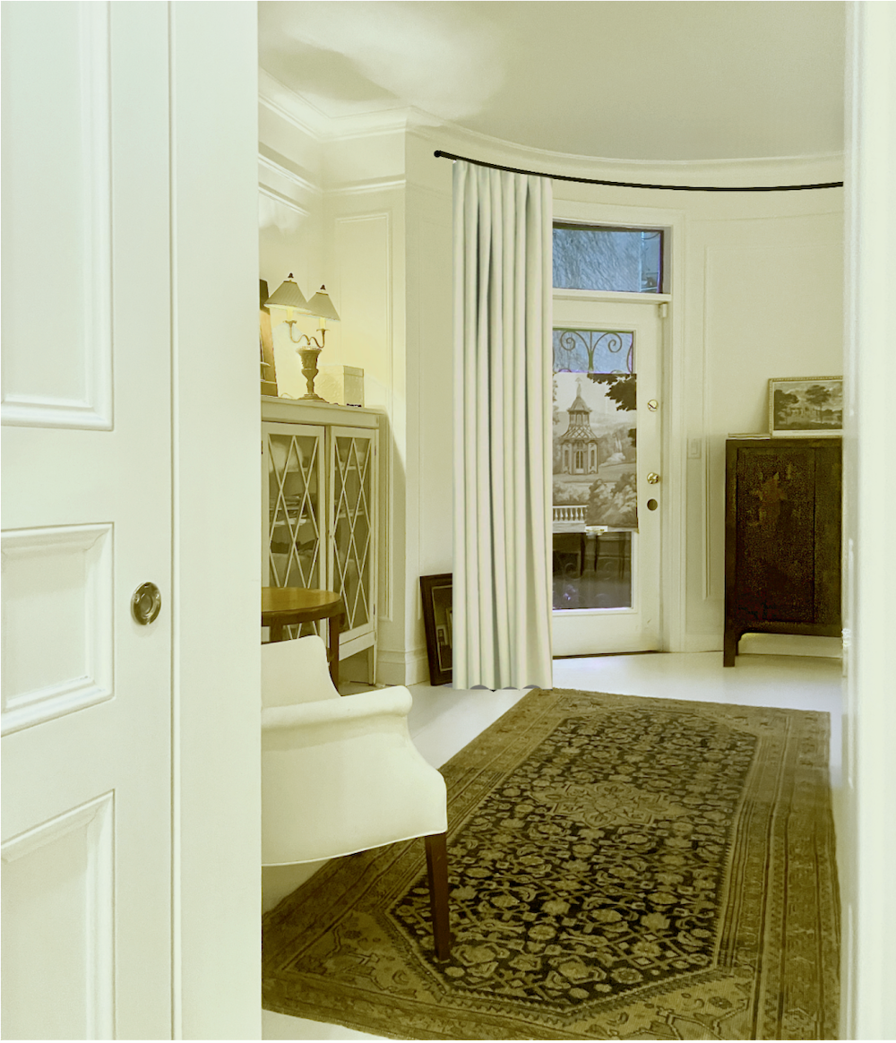 drapes mock up primary bedroom