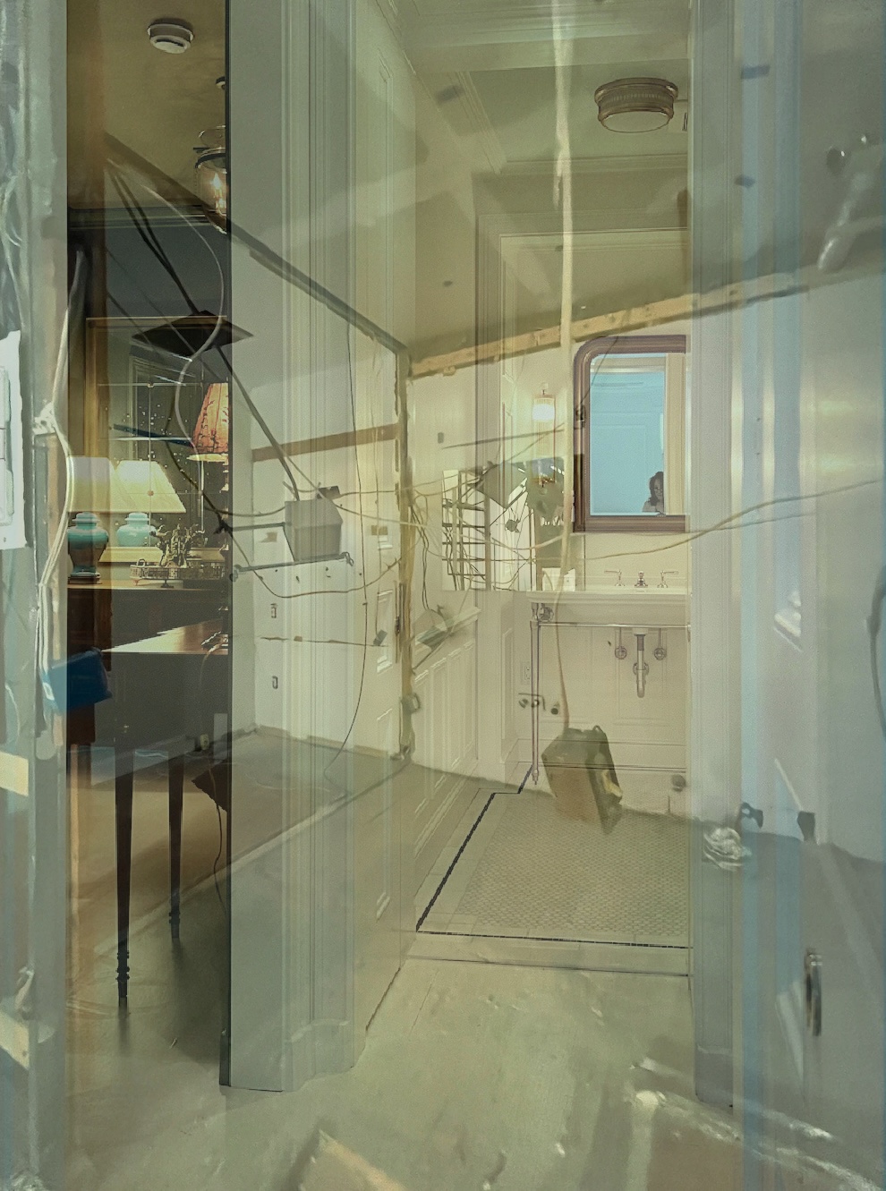 old bathroom fade into new bathroom