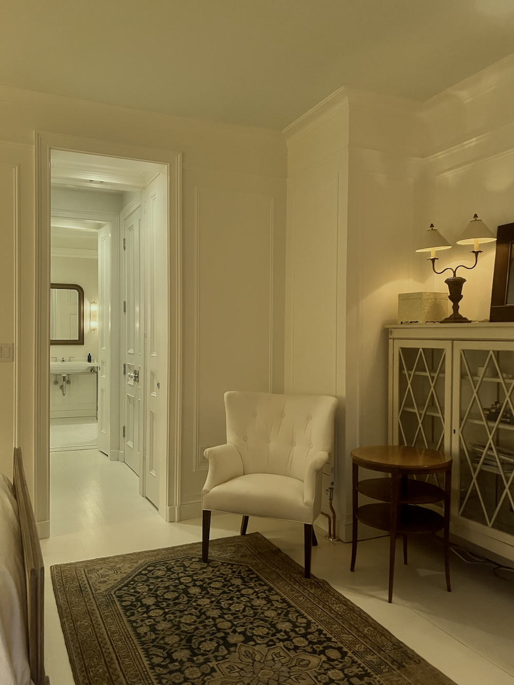 primary bedroom looking down embrasure hall
