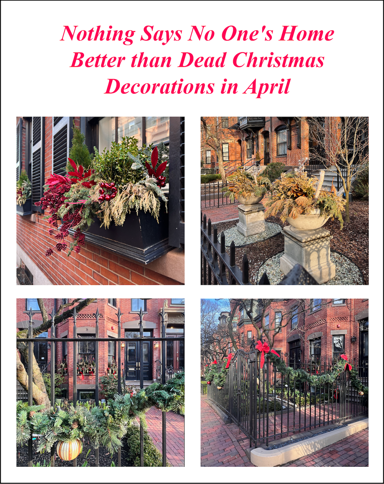 Dead Christmas Decorations in April - Boston, MA