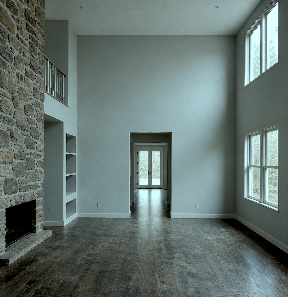 Gray depressing prison-like home copy