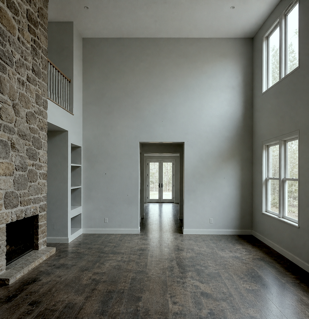 Gray depressing prison-like home