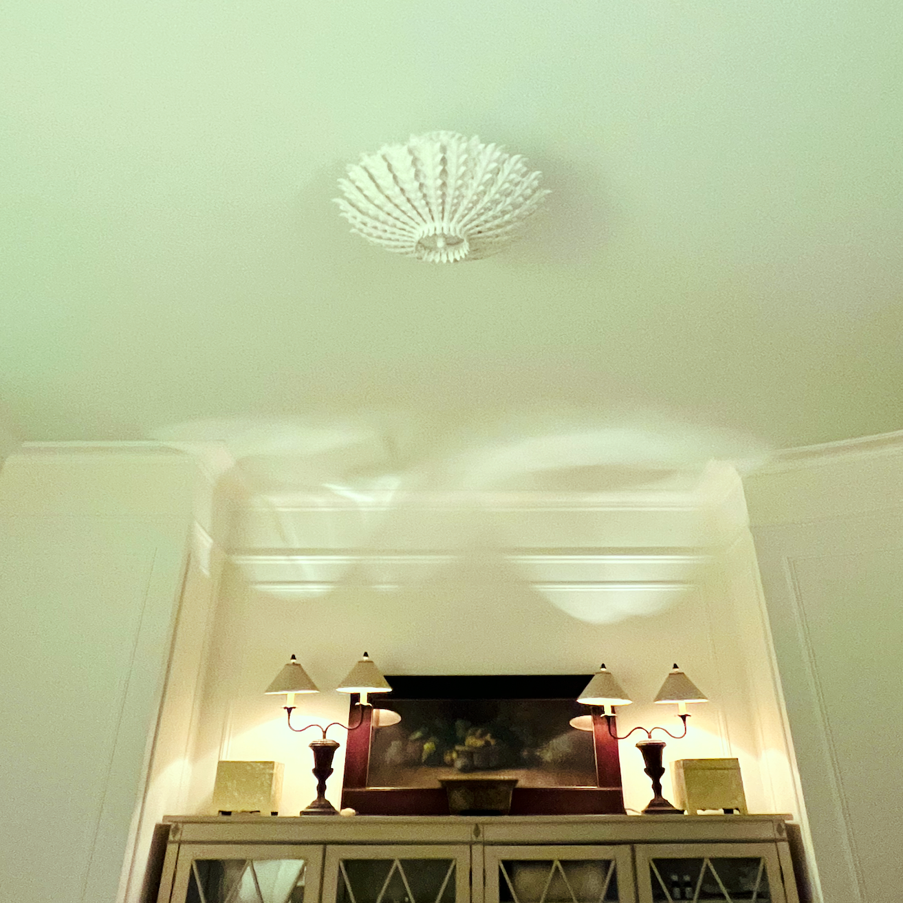 Hampton Mini Chandelier from visual comfort looks wonderful in my newly renovated bathroom.