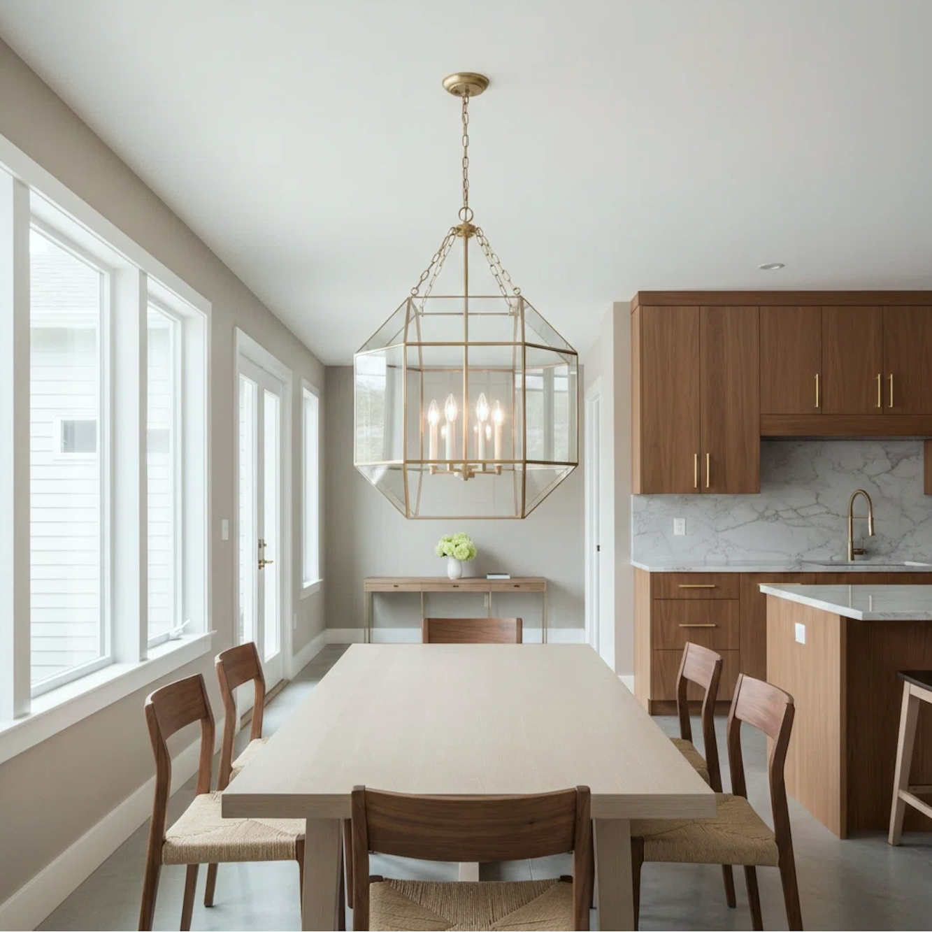 Way oversized chandelier hung way too low!