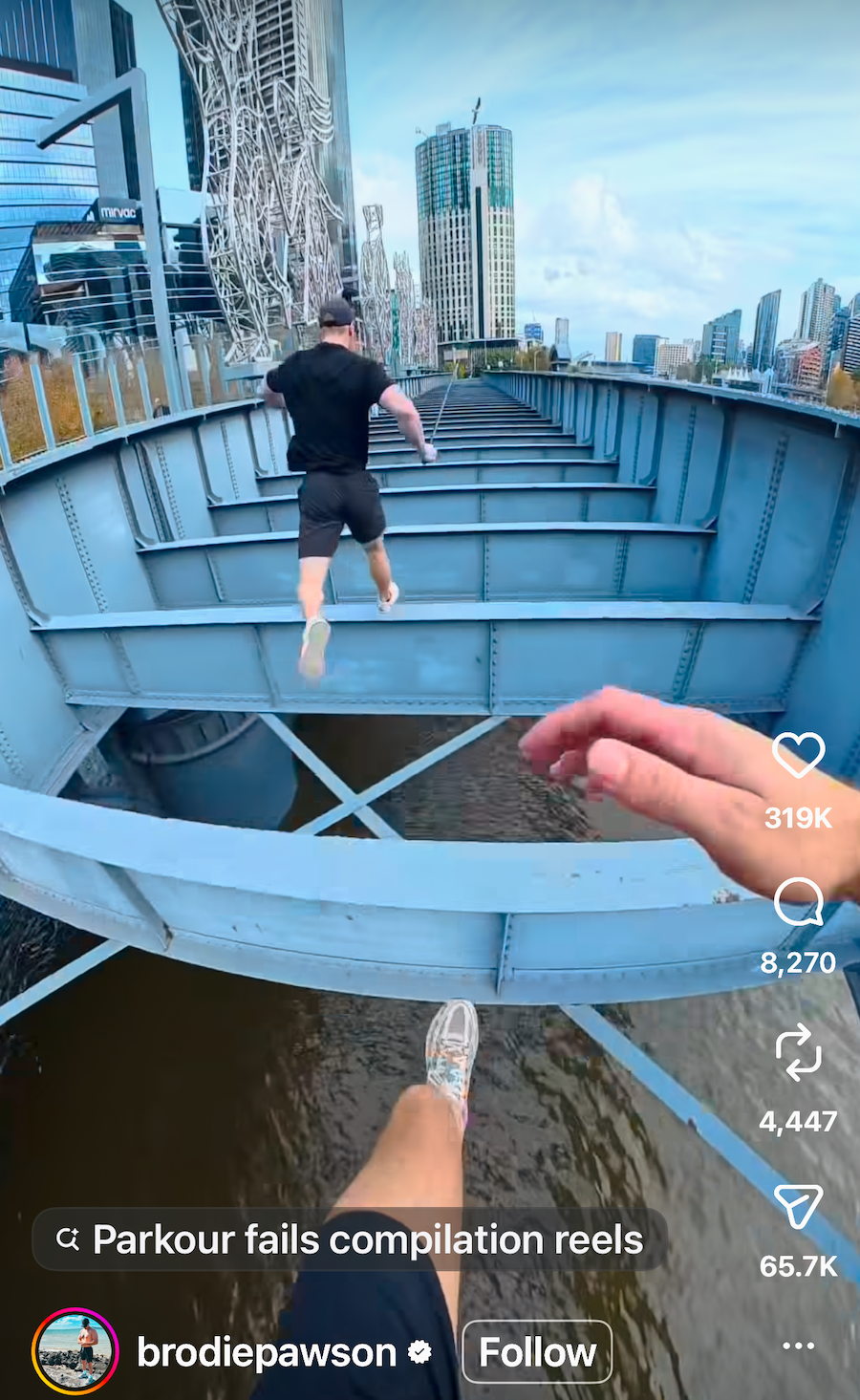 crazy dudes leaping over girders