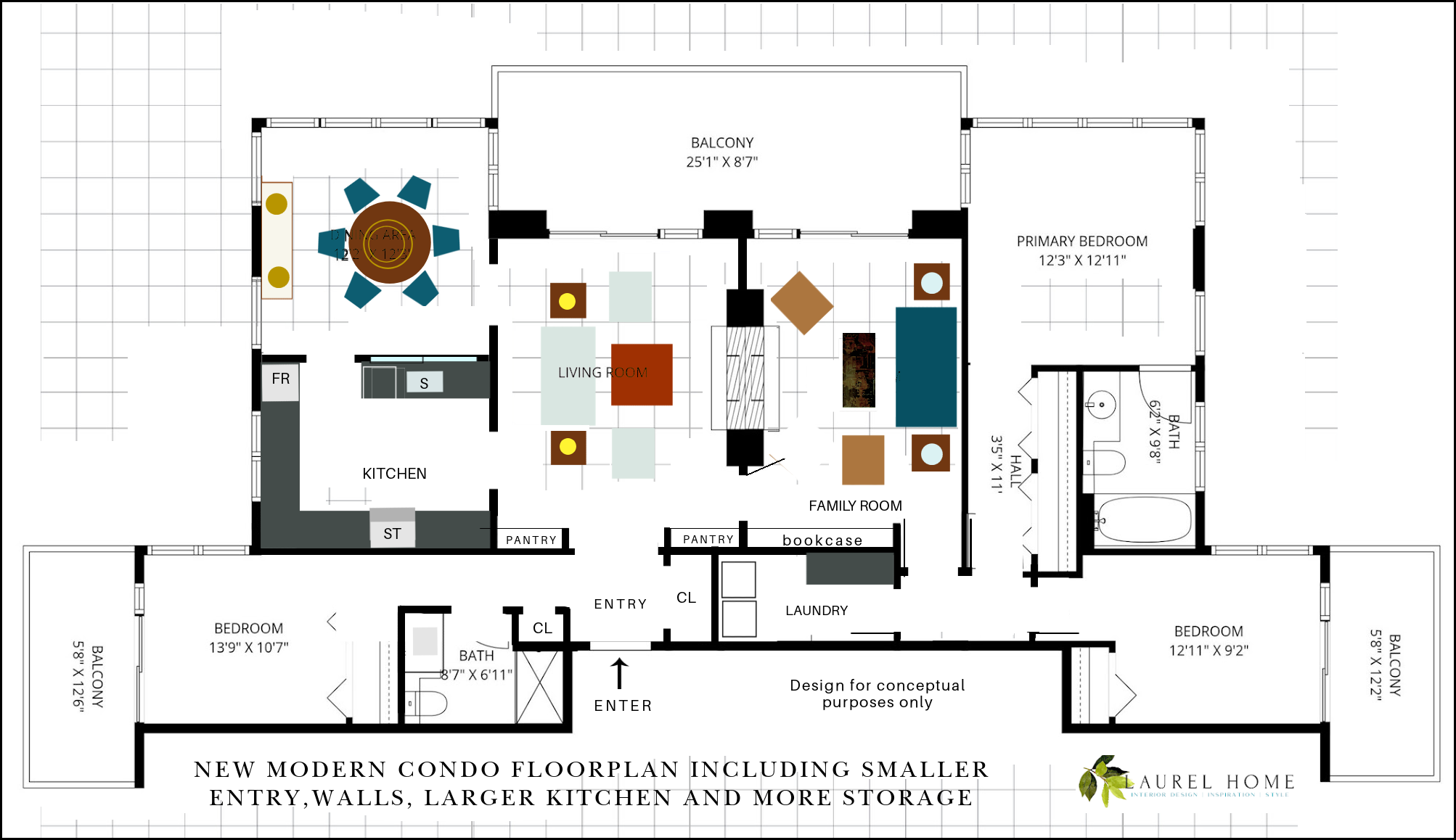 Vancouver Floor plan redesigned by LBI with furniture